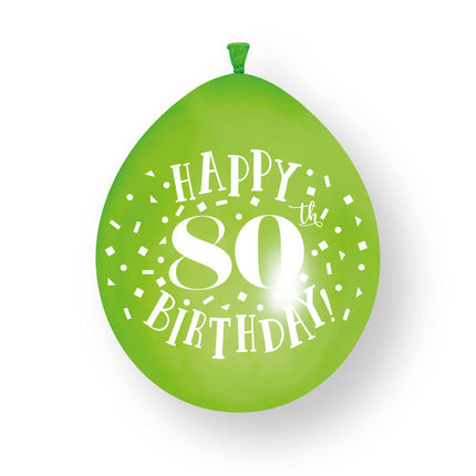 10ct Happy 80th Birthday 23cm Latex Balloons