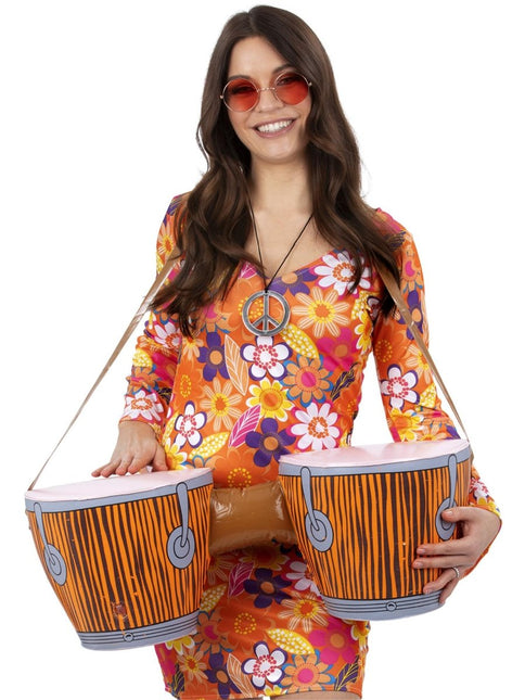 Opblaasbare Hippie Bongo Drums met Schouderband van Smiffys koop je bij Partywinkel