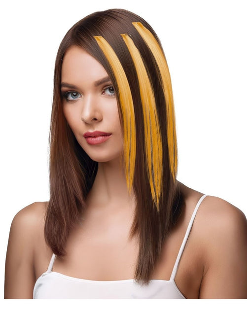 Oranje Hair Extension 50cm 3st - Partywinkel - 8434077481394
