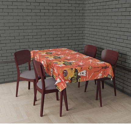 Oranje Halloween Tafelkleed Spoken 1,77m van Fiestas Guirca koop je bij Partywinkel