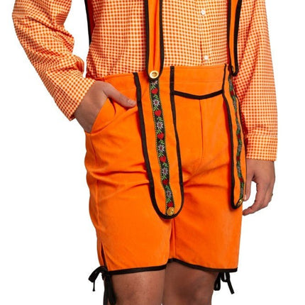 Oranje Lederhose Heren Johann Kort van Partychimp koop je bij Partywinkel