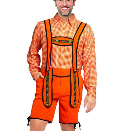 Oranje Lederhose Heren Johann Kort van Partychimp koop je bij Partywinkel