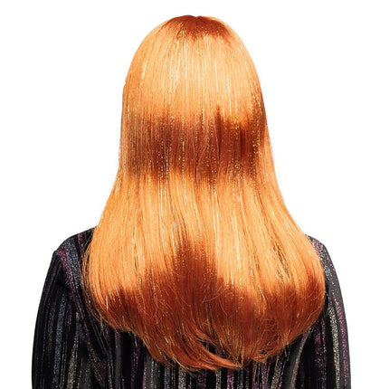 Oranje Pruik Glitter van Boland koop je bij Partywinkel