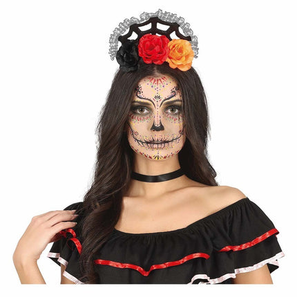 Oranje Rode Haarband Met Sluier van Fiestas Guirca koop je bij Partywinkel