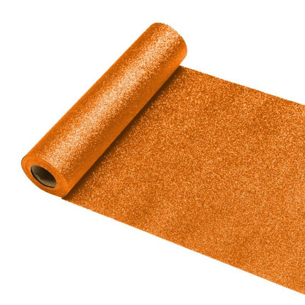 Oranje Tafelloper Glitter 5m van CHAKS koop je bij Partywinkel