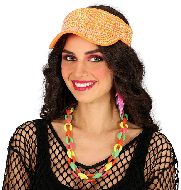 Oranje Zonneklep Steentjes - Partywinkel - 8434077138298