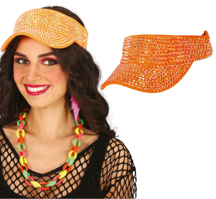 Oranje Zonneklep Steentjes - Partywinkel - 8434077138298