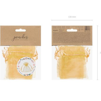 Organza Zakjes Goud 10cm 10st van Partydeco koop je bij Partywinkel