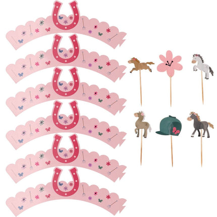 Paard Cupcake Toppers 12 delig van Folat koop je bij Partywinkel