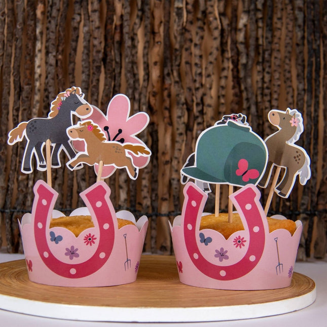 Paard Cupcake Toppers 12 delig van Folat koop je bij Partywinkel