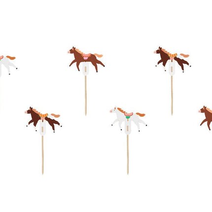 Paard Cupcake Toppers 13cm 6st van Partydeco koop je bij Partywinkel