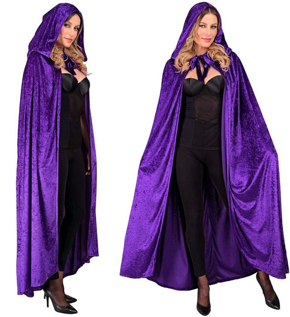 Paars Fluwelen Cape Met Kap 140cm van Widmann koop je bij Partywinkel