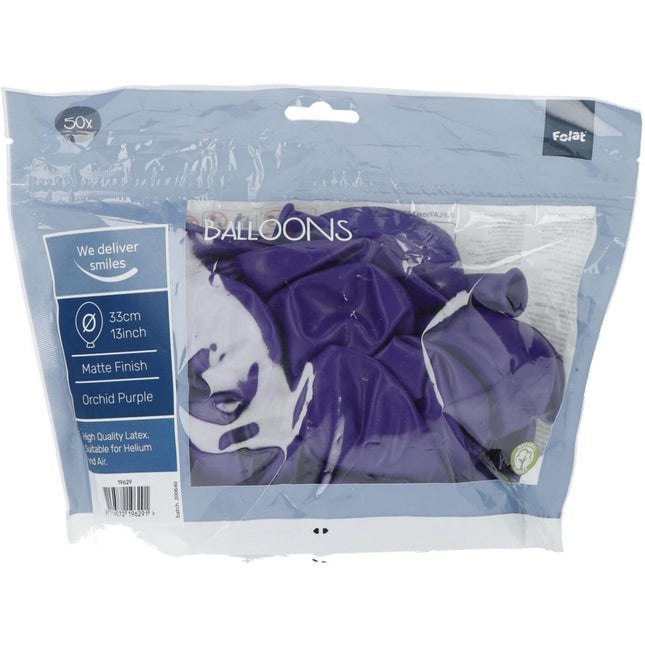 Paarse Ballonnen Orchid Purple 33cm 50st van Folat koop je bij Partywinkel