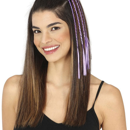 Paarse Hair Extension 35cm 3st - Partywinkel - 8434077481455