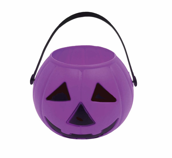 Paarse Halloween Snoep Emmer Pompoen 15cm van Fiestas Guirca koop je bij Partywinkel
