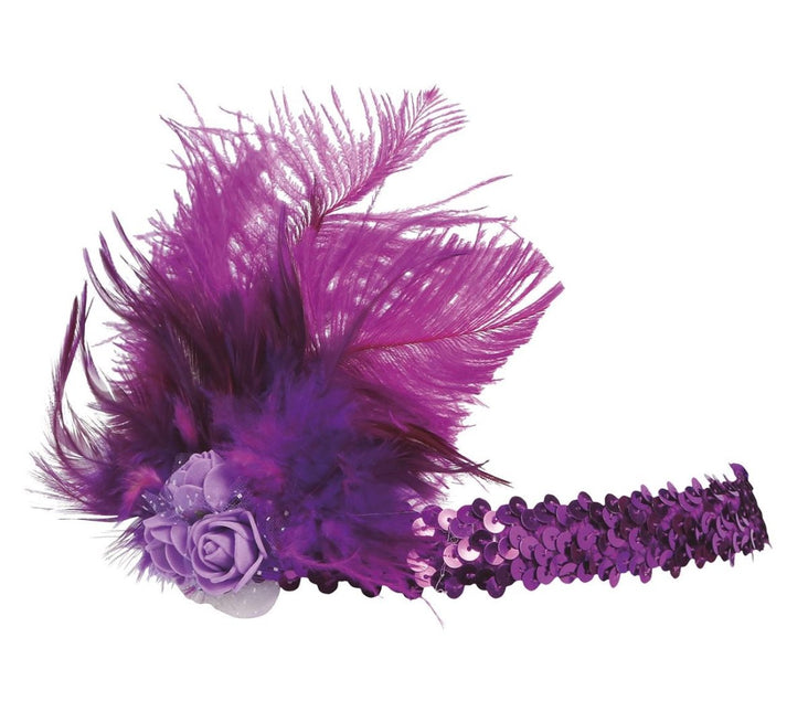 Paarse Hoofdband Veren van Fiestas Guirca koop je bij Partywinkel