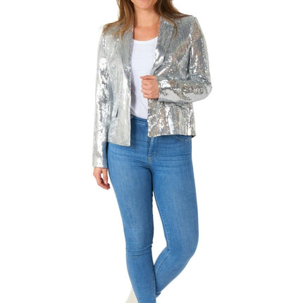 Paillet Zilver Blazer Dames Suitmeister van Suitmeister koop je bij Partywinkel