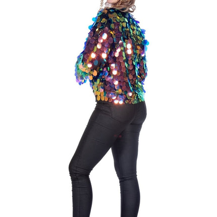 Paillettenjasje kort blauw/goud - Partywinkel - 8720059064427