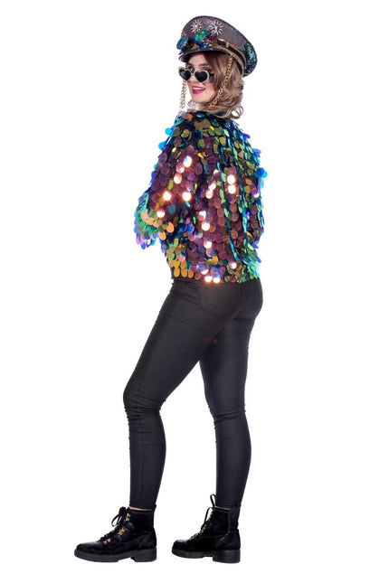 Paillettenjasje kort blauw/goud - Partywinkel - 8720059064427