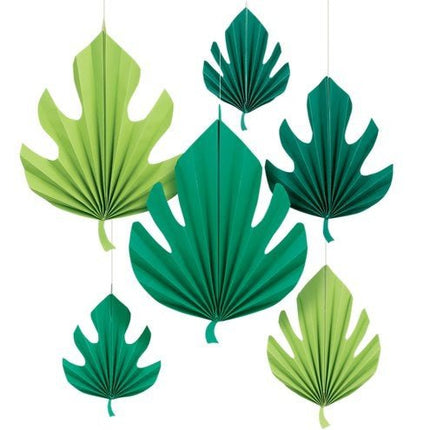 Palmblad Hangdecoratie Waaier Set 6 delig van Riethmueller koop je bij Partywinkel