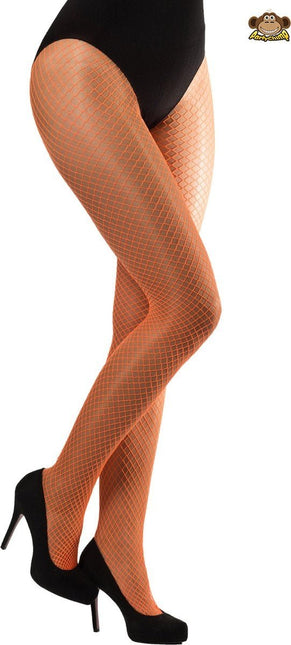 Panty Visnet Neon Oranje van Partychimp koop je bij Partywinkel