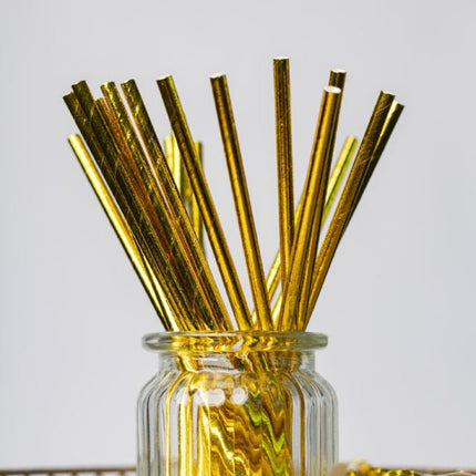 Papieren Gouden Rietjes 19,7cm 20st van WeFiesta koop je bij Partywinkel