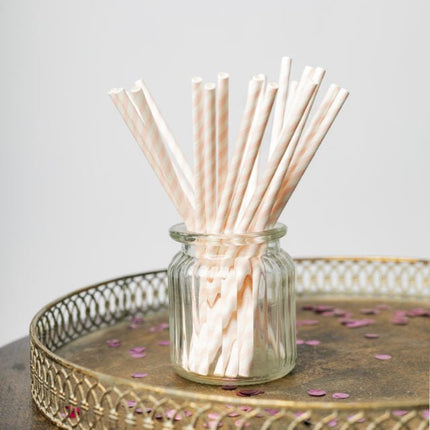 Papieren Rietjes Baby Roze Gestreept 19,7cm 20st van WeFiesta koop je bij Partywinkel