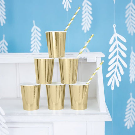 Papieren Rietjes Goud Wit Metallic 19,5cm 10st van Partydeco koop je bij Partywinkel