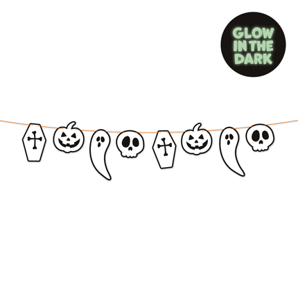 Papieren Slinger 2m Glow in the Dark Halloween Boo van WeFiesta koop je bij Partywinkel