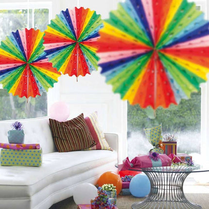 Papieren Waaier Gekleurd 45cm van Folat koop je bij Partywinkel
