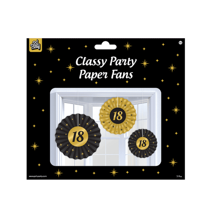 Papieren Waaiers 18 Jaar Set 20 - 40cm 3 - delig van Paper Dreams koop je bij Partywinkel