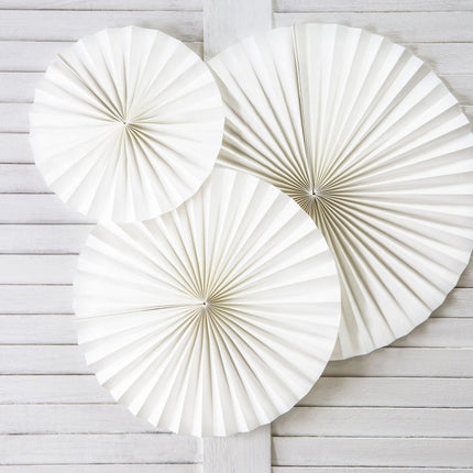 Papieren Waaiers Gebroken Wit Set 23 - 40cm 3 delig van Partydeco koop je bij Partywinkel