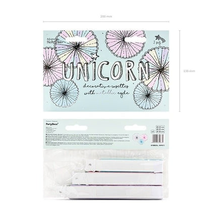 Papieren Waaiers Gekleurd Unicorn Set 21 - 30cm 3 delig van Partydeco koop je bij Partywinkel