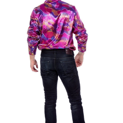 Party blouse folie pailletten paars - Partywinkel - 8720059071975