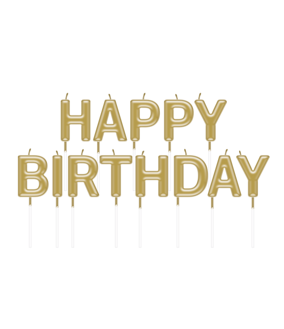 Happy Birthday Kerzen Gold 2,5cm