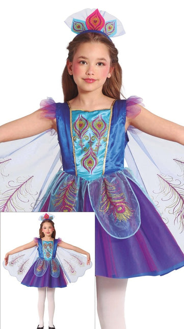 Pauw Kostuum Blauw Paars Meisje - Partywinkel - 8434077785287
