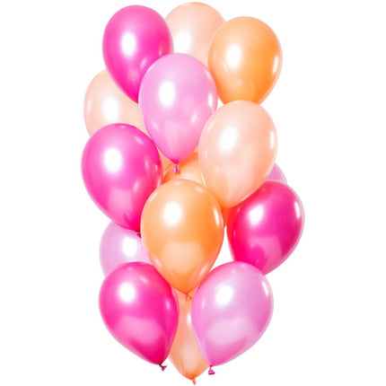 Perzik Roze Ballonnen Chroom 33cm 15st van Folat koop je bij Partywinkel