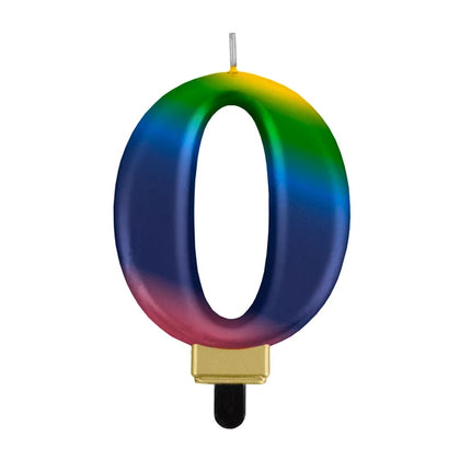 0-Jahres-Kerze „Regenbogen“ 8 cm