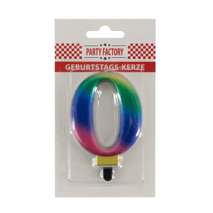 0-Jahres-Kerze „Regenbogen“ 8 cm