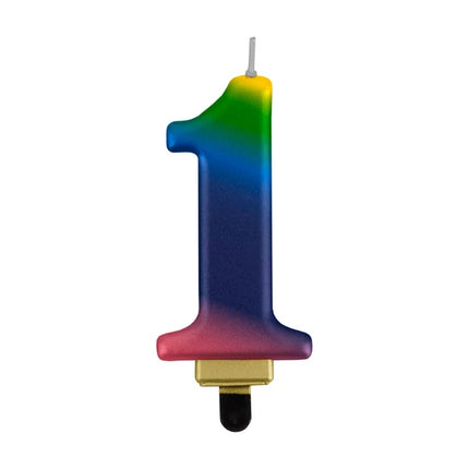 1-Jahres-Kerze „Regenbogen“, 8 cm