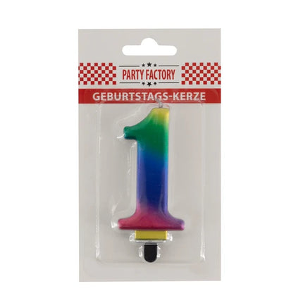 1-Jahres-Kerze „Regenbogen“, 8 cm
