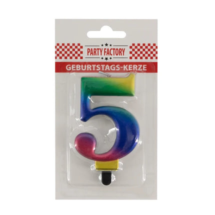 5-Jahres-Kerze „Regenbogen“, 8 cm