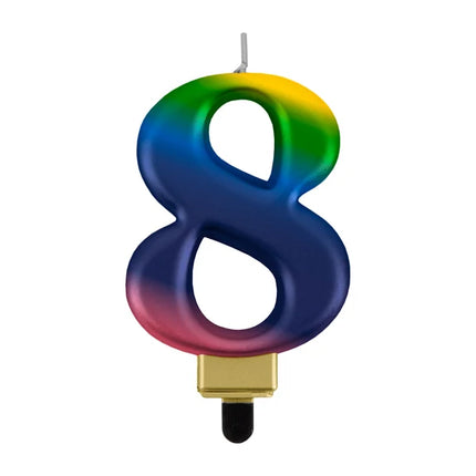 8-Jahre-Kerze „Regenbogen“, 8 cm