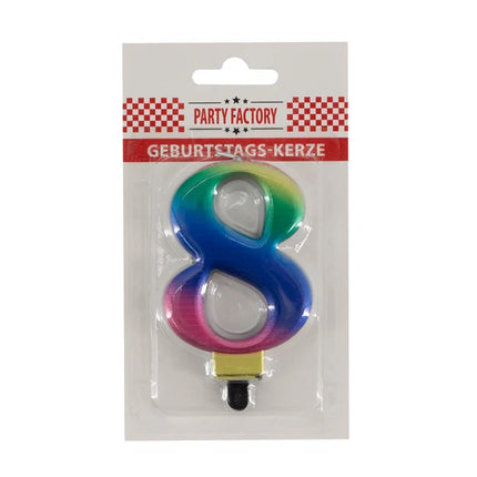 8-Jahre-Kerze „Regenbogen“, 8 cm