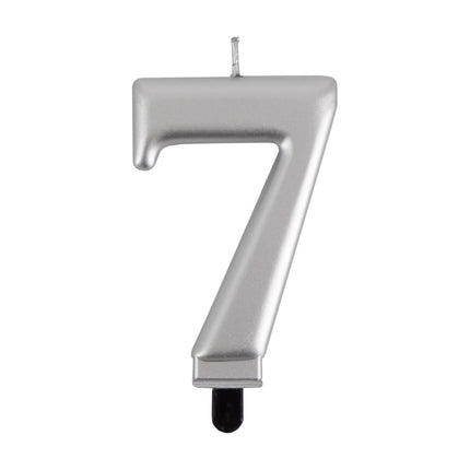 7-Jahres-Kerze, silbermetallic, 7 cm