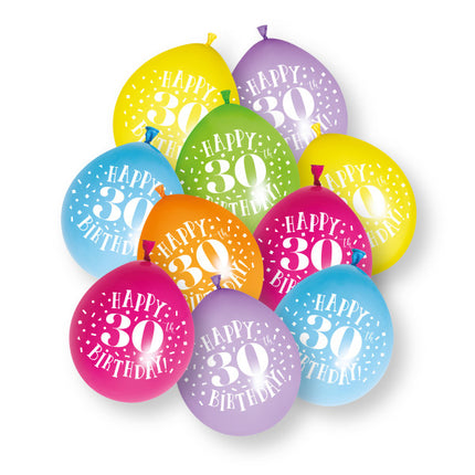10ct Happy 30th Birthday 23cm Latex Balloons