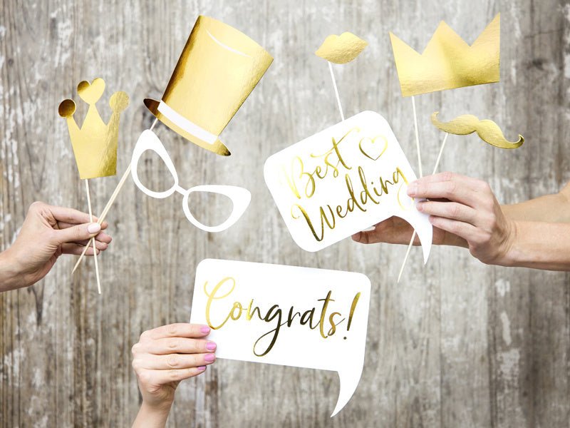 Photobooth Bruiloft Goud 10st van Partydeco koop je bij Partywinkel