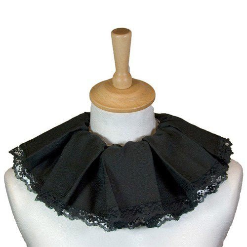 Pietenkraag Geplooid Met Kant Zwart van Haza Witbaard koop je bij Partywinkel