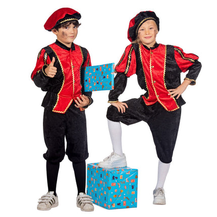 Pietenpak Kind Rood/Zwart Luxe van Wilbers & Wilbers koop je bij Partywinkel