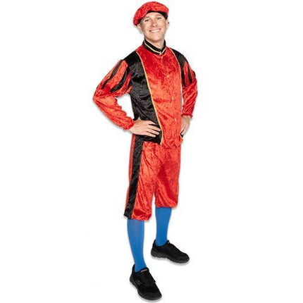 Pietenpak Velours Rood/Zwart van Haza Witbaard koop je bij Partywinkel